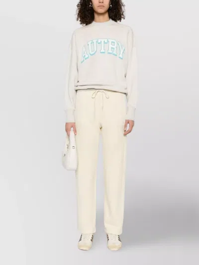 Autry Relaxed-fit Cotton Sweatpants With Drawstring Waist In Neutral