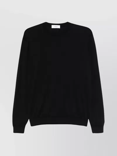 Lardini Classic Virgin Wool Crew Neck Sweater In Black