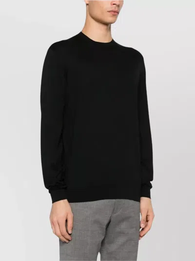 Lardini Classic Virgin Wool Crew Neck Sweater In Black