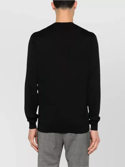 Lardini Classic Virgin Wool Crew Neck Sweater In Black