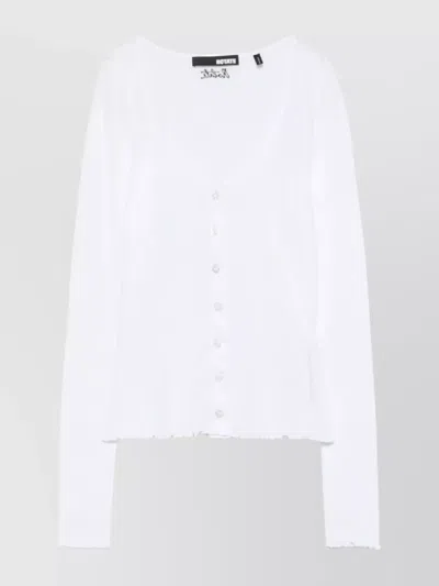 Rotate Birger Christensen Long Sleeve Knit Top With Button Detail In Multi