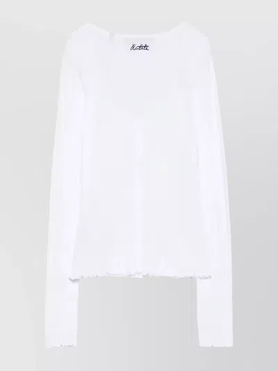 Rotate Birger Christensen Long Sleeve Knit Top With Button Detail In Multi