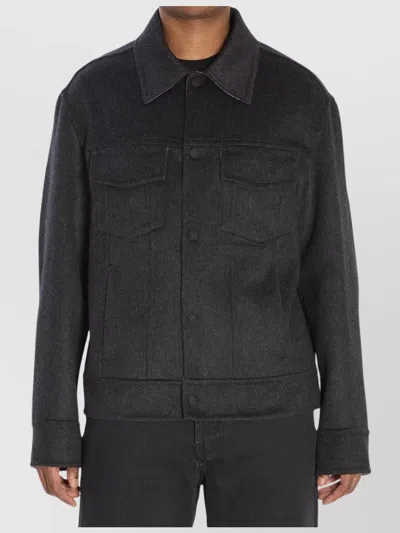 Ami Alexandre Mattiussi Adjustable Cuffs Chest Pockets Long Sleeves In Black