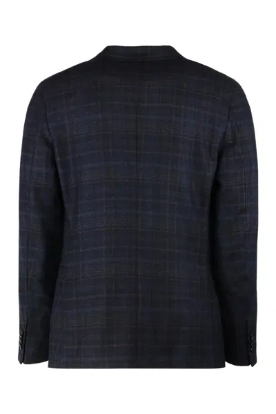 Zegna Single Breasted Double Button Jacket In Blue