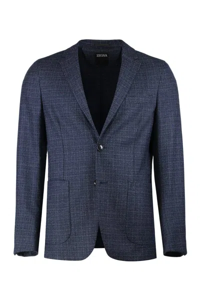 Zegna Two-button Single-breasted Tailored Jacket In Blue