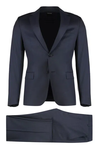 Zegna Wool Two-pieces Suit In Blue