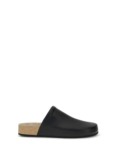 Balenciaga Men Leather Mules With Cork Insole In Black