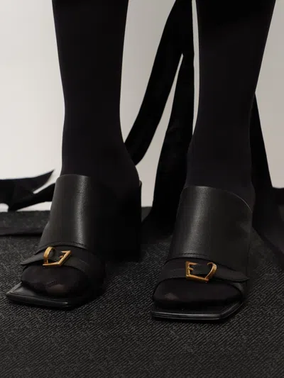 Balenciaga Bel Air Leather Sandals In Black