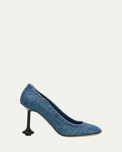 Loewe Toy Denim Drop Stiletto Pumps In Blue