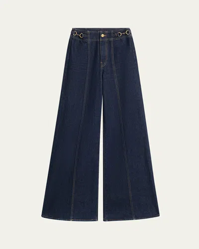 Ulla Johnson The Delphine Embellished High-rise Flared Jeans In Blue