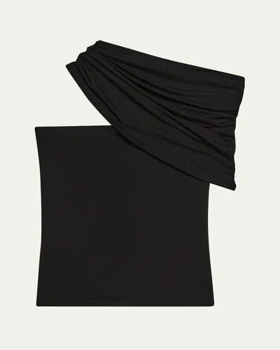Helmut Lang Cloud Jersey Asymmetric Sash Top In Black