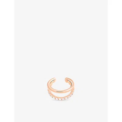 Astrid & Miyu Womens 18ctrgplatedsilver Illusion 18ct Rose Gold-plated Sterling Silver And Cubic Zirconia Ear Cuff In Gold
