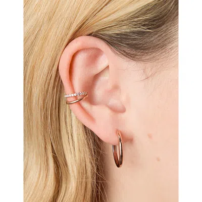 Astrid & Miyu Womens 18ctrgplatedsilver Illusion 18ct Rose Gold-plated Sterling Silver And Cubic Zirconia Ear Cuff In Gold