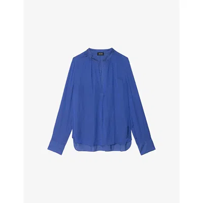 Zadig & Voltaire Womens Electric Tink Long-sleeved Satin Blouse In Blue