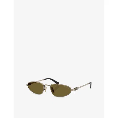 Miu Miu Womens Gold Mu A52s Irregular-frame Metal Sunglasses In Gold