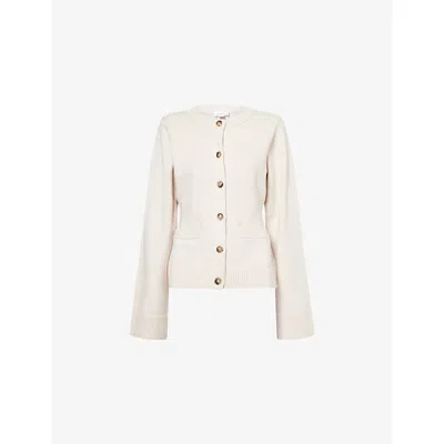 Good American Womens Vanilla001 Round-neck Button Knitted Cardigan Xs In Multi