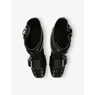 Ganni Black Synthetic Boots With Front Fastening In Gray