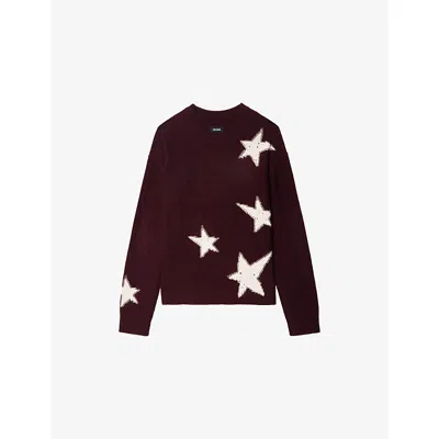 Zadig & Voltaire Cashmere Sweater With Stars In Burgundy