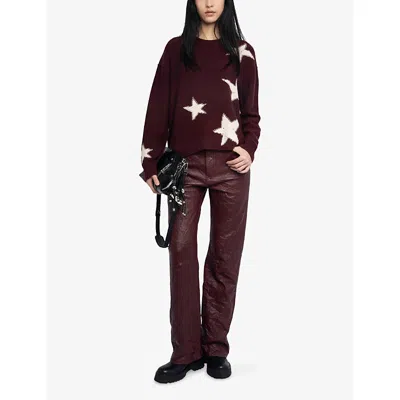 Zadig & Voltaire Cashmere Sweater With Stars In Burgundy