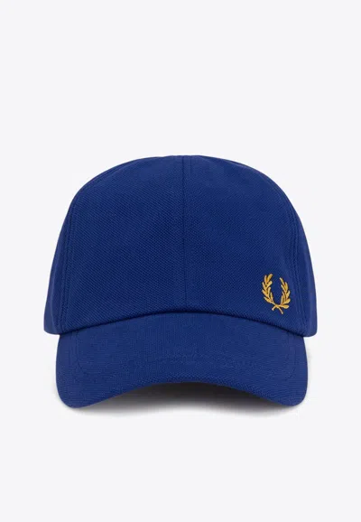 Fred Perry Logo Embroidered Baseball Cap In Blue