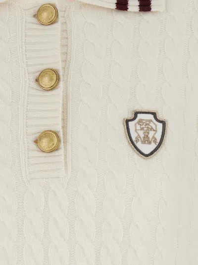 Brunello Cucinelli Sport Club Pullover With White Cashmere In Neutral