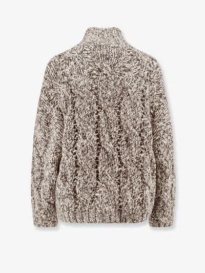 Brunello Cucinelli Women Wool And Cashmere Sweater With Sequins In Neutral