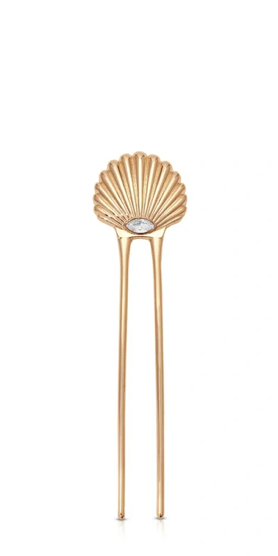 Ettika Santorini Cubic Zirconia Shell Hair Pin In Gold