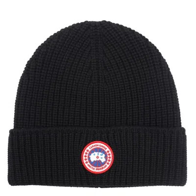 Canada Goose Ribbed Knit Toque With Folded Cuff In Black