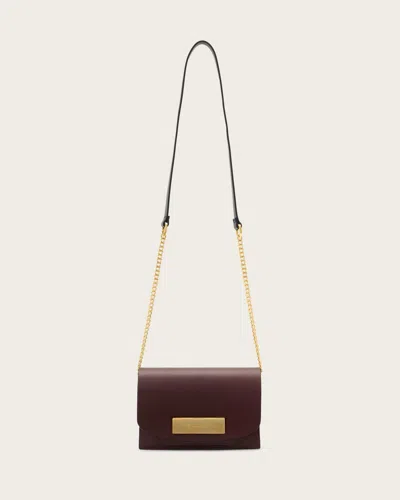 Allsaints Etta Small Leather Clutch Bag In Red