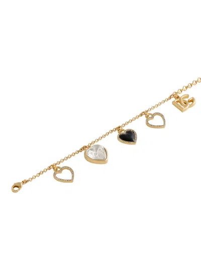Dolce & Gabbana Women Italian Tailored Bracelet With Heart-shaped Charms In Gold