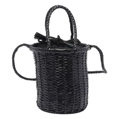 Dragon Diffusion Woven Texture Dual Handles Shoulder Strap In Black