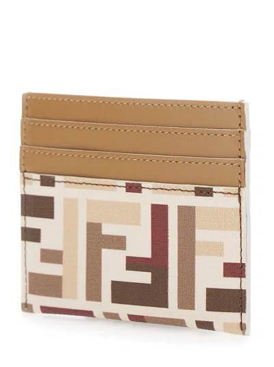 Fendi Roma Ff Fabric Card Holder Accessories In Brown