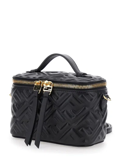 Fendi Black Calf Leather Bos Taurus Shoulder Bag In Black