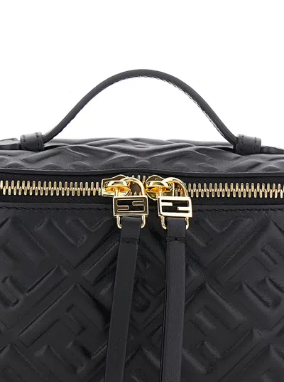 Fendi Black Calf Leather Bos Taurus Shoulder Bag In Black