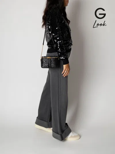 Fendi Black Calf Leather Bos Taurus Shoulder Bag In Black