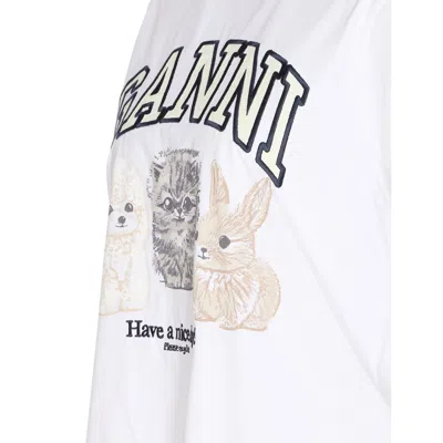 Ganni Animals White T-shirt In White
