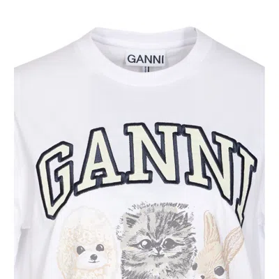 Ganni Animals White T-shirt In White