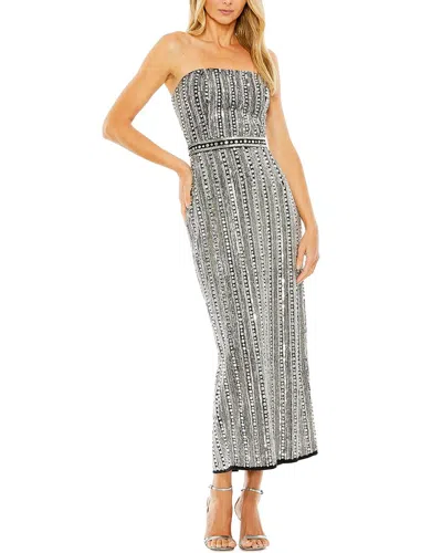 Mac Duggal 93831 Fitted Cocktail Tea Length Dress In Silver