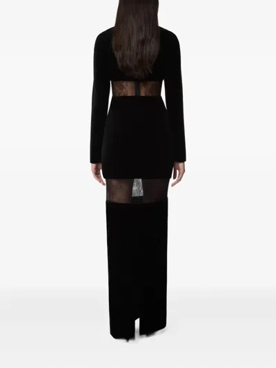 Nina Ricci Velvet Lace-insert Dress In Black
