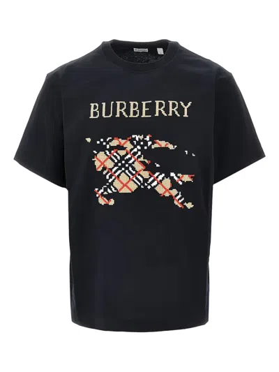 Burberry Cross Stitch Logo Cotton T-shirt In Black