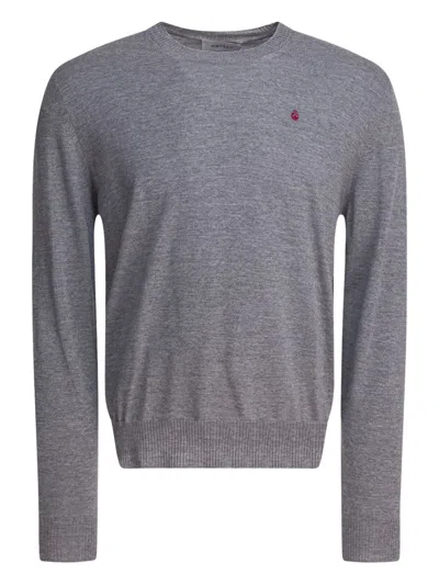 Alexander Mcqueen Timeless Crewneck Sweater With Ribbed Details In Gray
