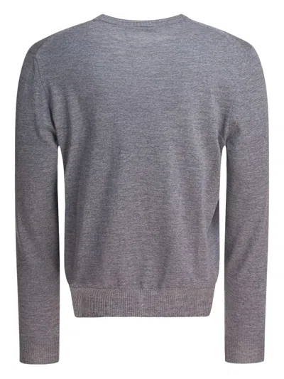 Alexander Mcqueen Timeless Crewneck Sweater With Ribbed Details In Gray