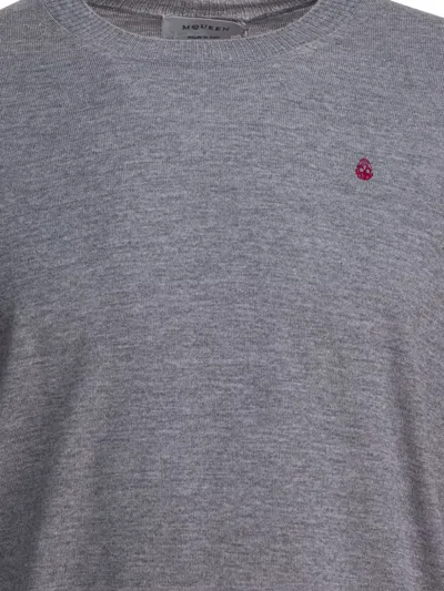 Alexander Mcqueen Timeless Crewneck Sweater With Ribbed Details In Gray