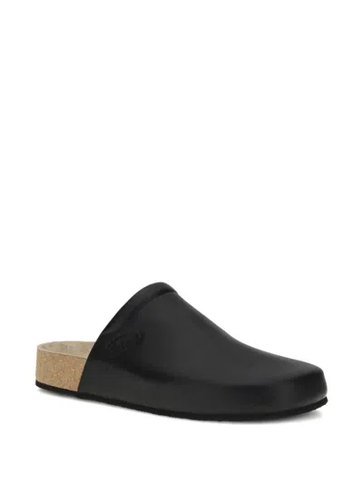 Balenciaga Men Leather Mules With Cork Insole In Black