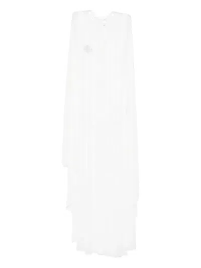 Atu Body Couture Mesh Bodysuit And Cape Set In White