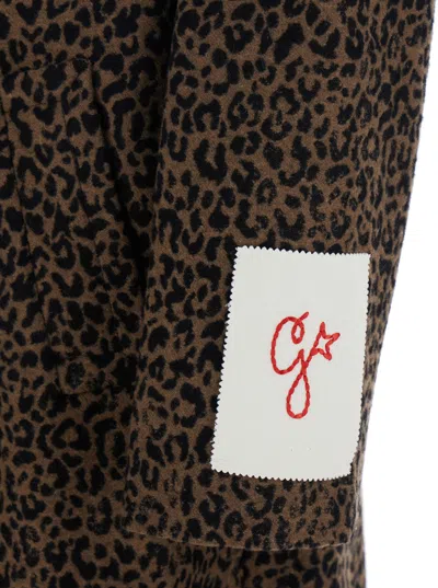 Golden Goose Single-breasted Cocoon Wool Coat With Jacquard Motif In Brown