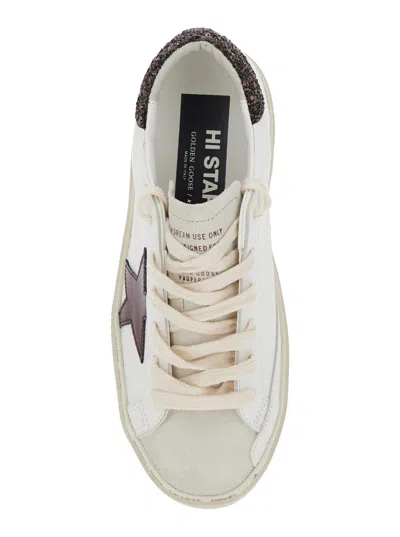 Golden Goose Starry Sneakers With Glitter Heel Tab In Multi