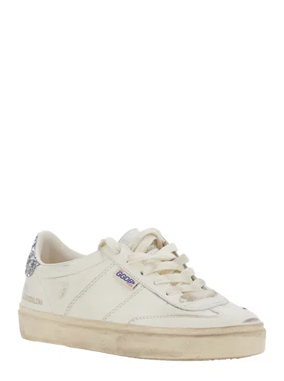 Golden Goose Soul Star Distressed Leather Sneakers With Glittered Heel Tab Shoes In White