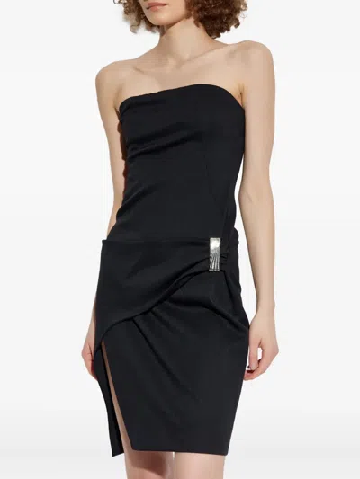 Attico Black Midi Dress In Black