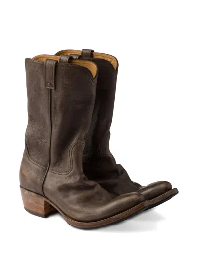 Prada Leather Boots In Brown